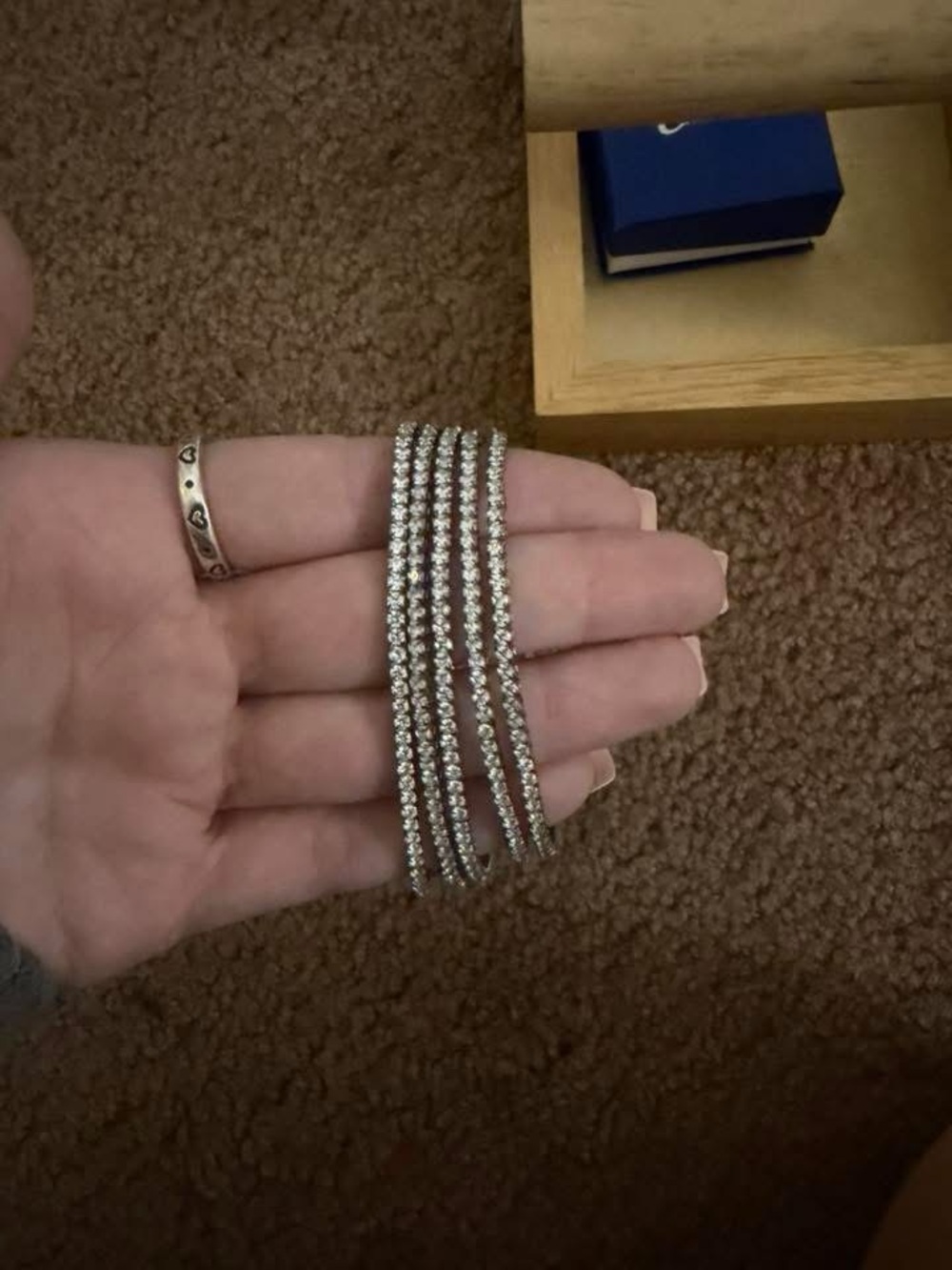 Cato Silver Crystal Rhinestone Bracelet Set